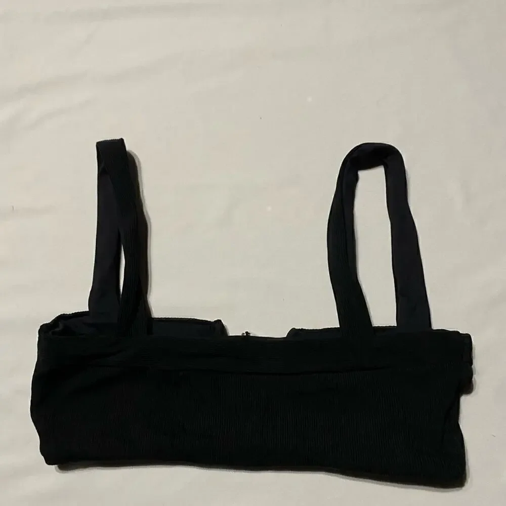 L Space Pointelle Rib Lee‎ Lee Bikini Top Black Size Small NWOT